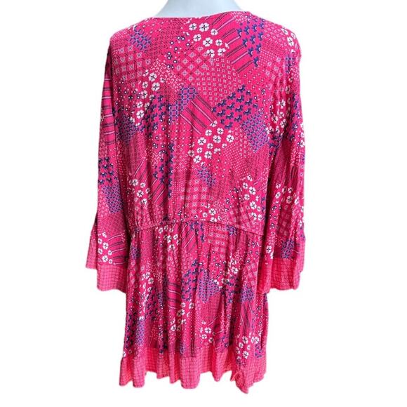 Lane Bryant Floral Patchwork Pattern Kimono Duster Pink Blue White Size 18/20 - Picture 2 of 9